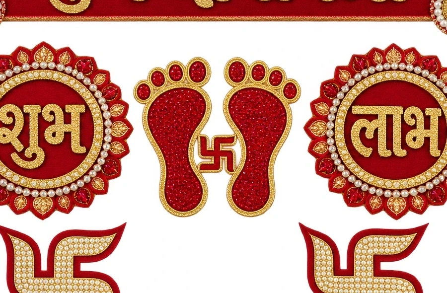 Close-up cropped from the actual product photograph showing decorative details