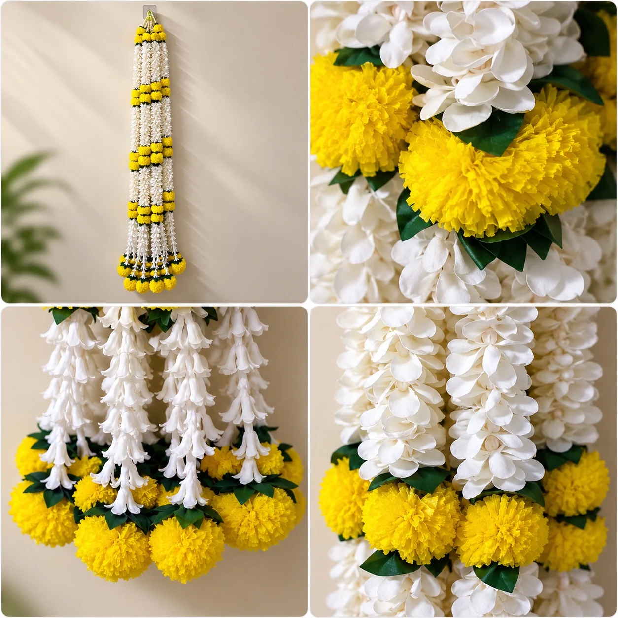 Premium ivory and yellow marigold floral latkan product view