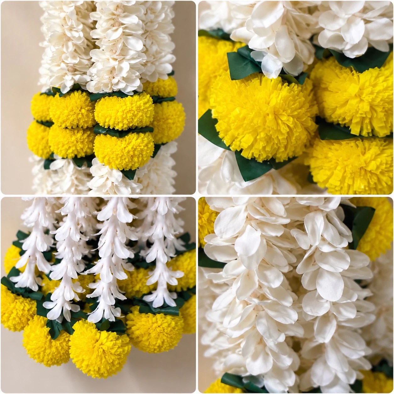 Premium ivory and yellow marigold floral latkan product view