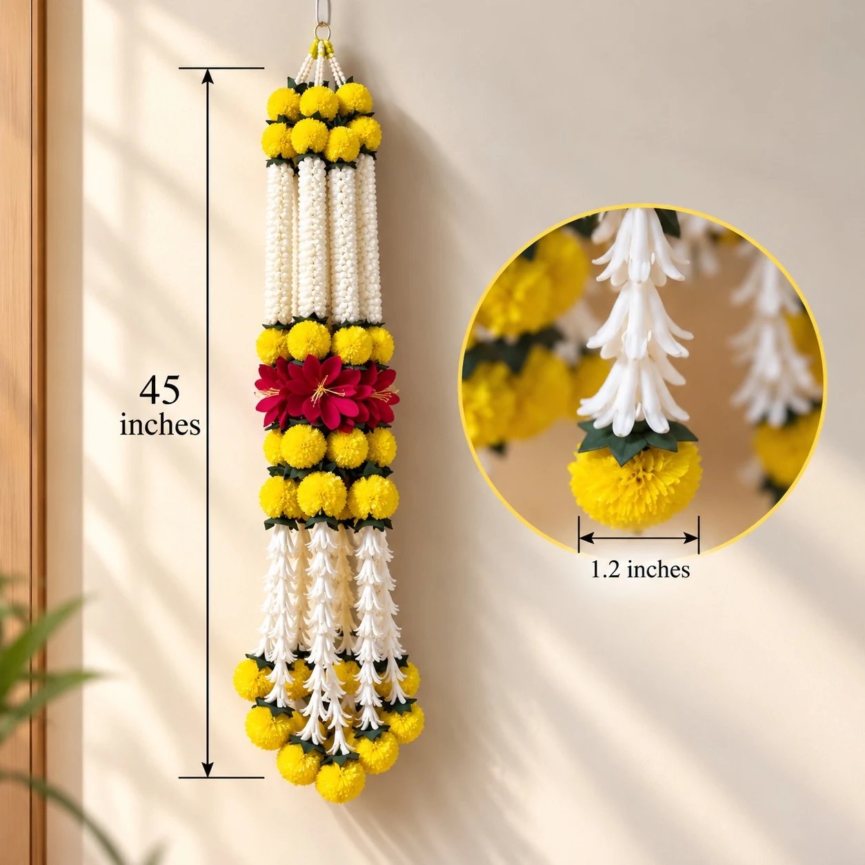 Premium Yellow Marigold and Ivory Floral Latkan