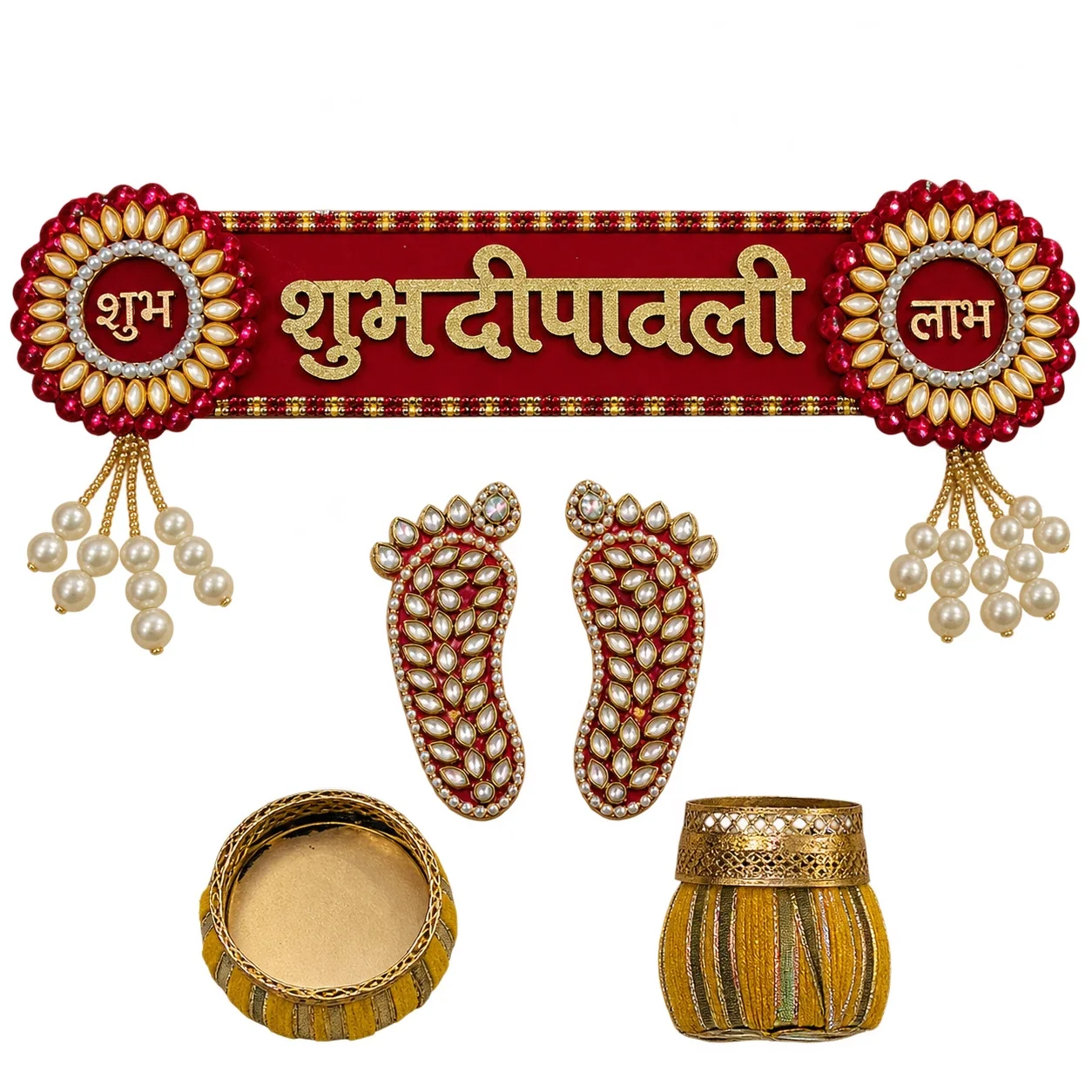 Premium Shubh Deepawali Kundan-Style Decoration Sticker Set