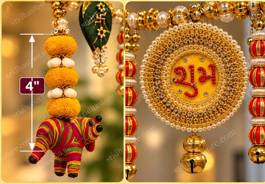 Elephant and Shubh medallion details