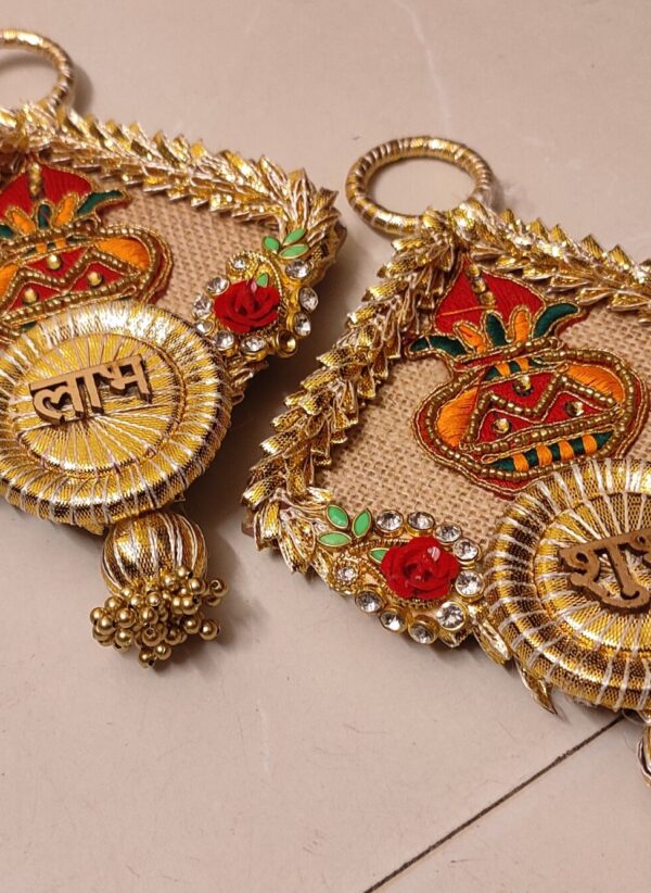 Kalash-Themed Wall Hanging with "Shubh Labh" Motif